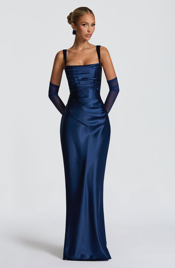 Robe longue Calanthe - Bleu marine
