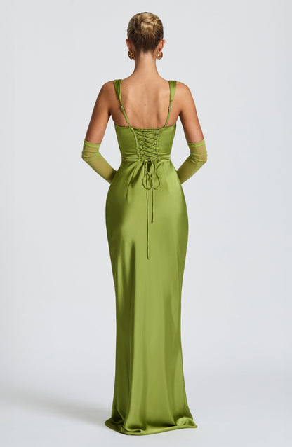 Robe longue Calanthe - Vert olive