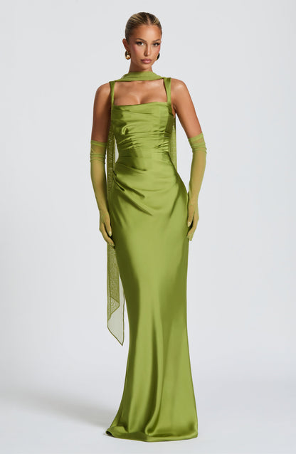 Robe longue Calanthe - Vert olive