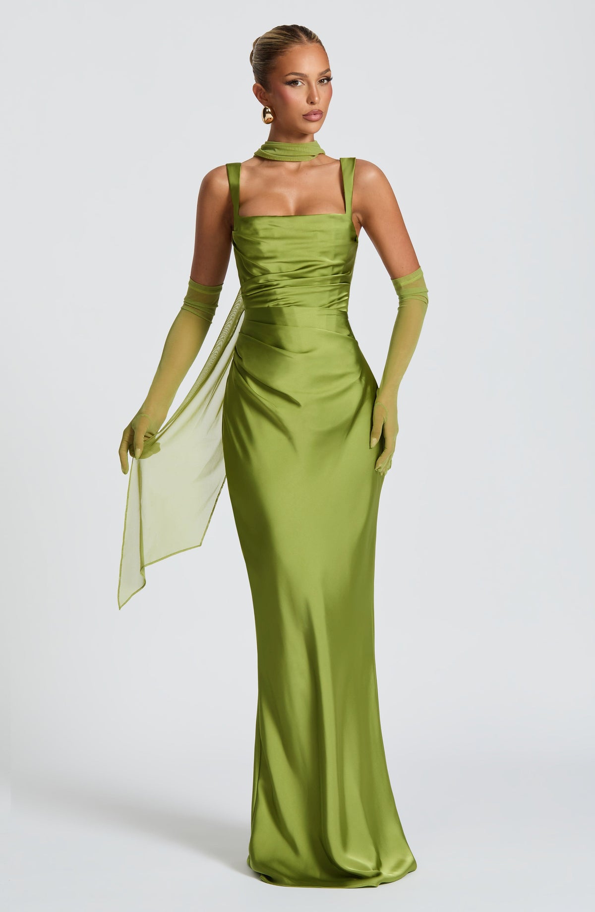 Robe longue Calanthe - Vert olive
