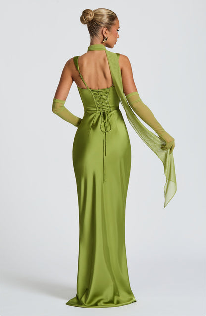 Robe longue Calanthe - Vert olive
