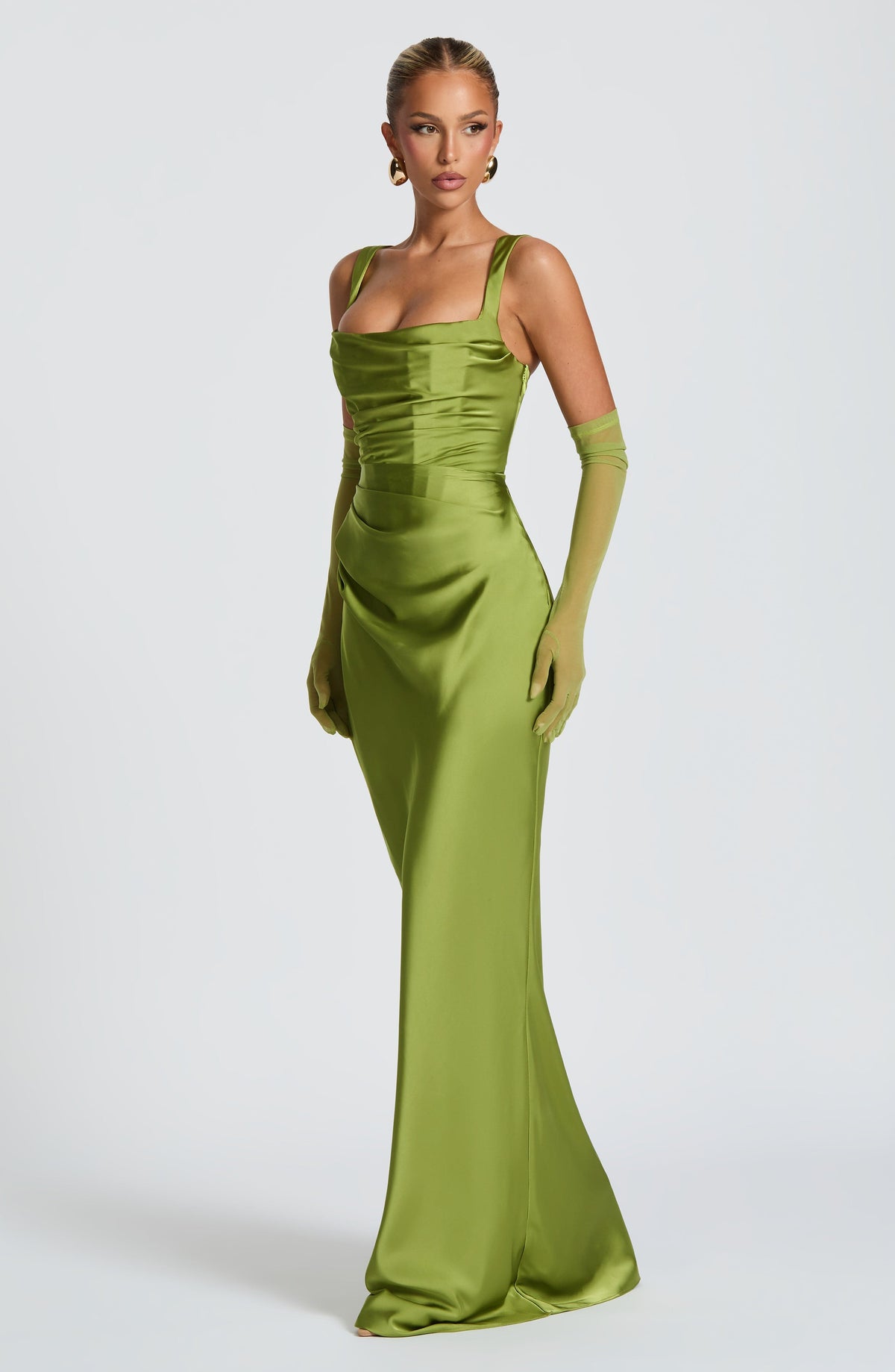 Robe longue Calanthe - Vert olive