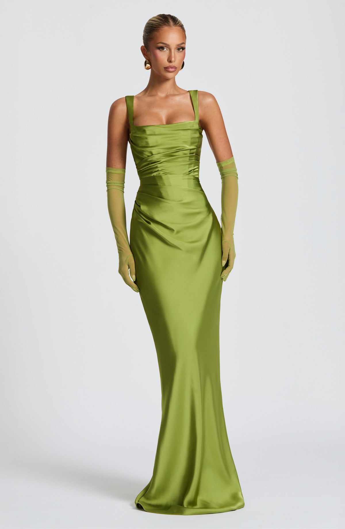 Robe longue Calanthe - Vert olive