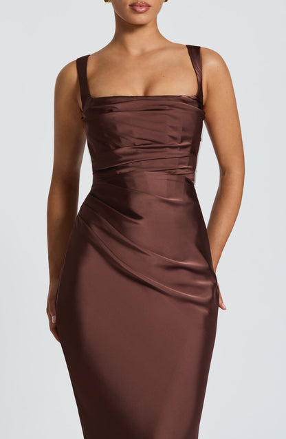 Robe longue Calanthe - Brun prune