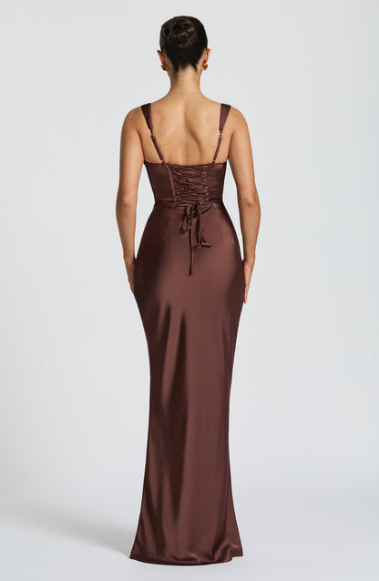 Robe longue Calanthe - Brun prune