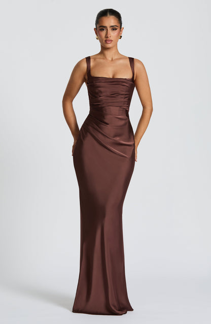 Robe longue Calanthe - Brun prune