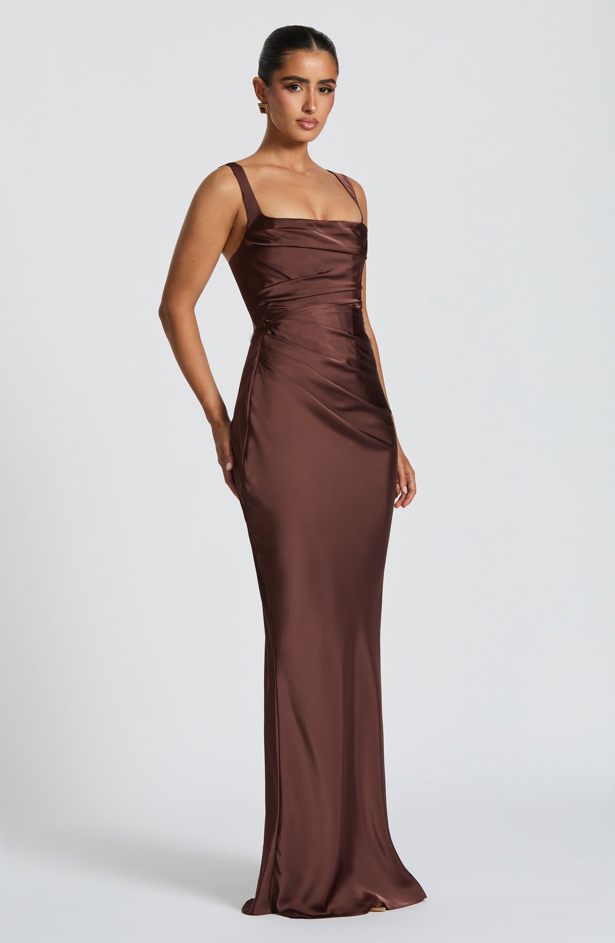 Robe longue Calanthe - Brun prune