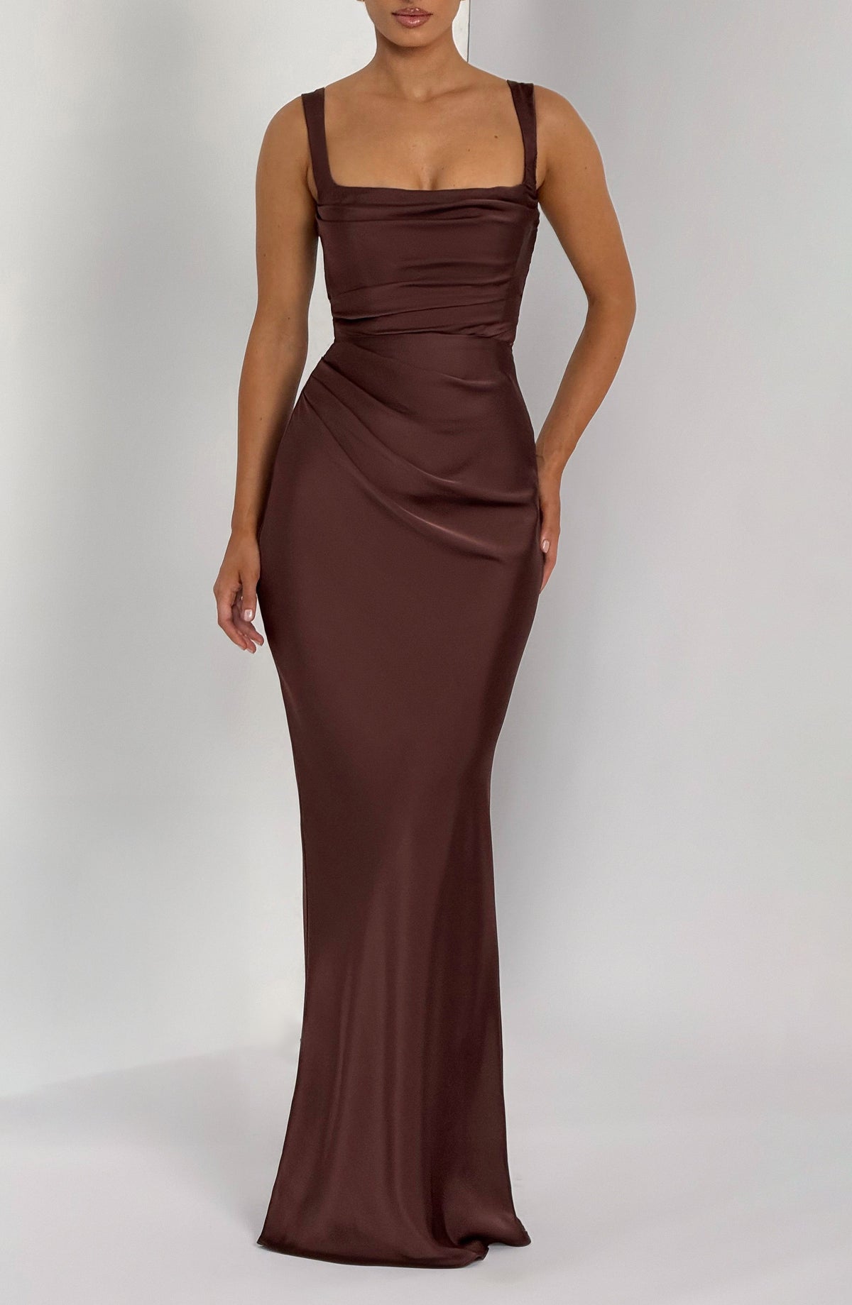 Robe longue Calanthe - Brun prune