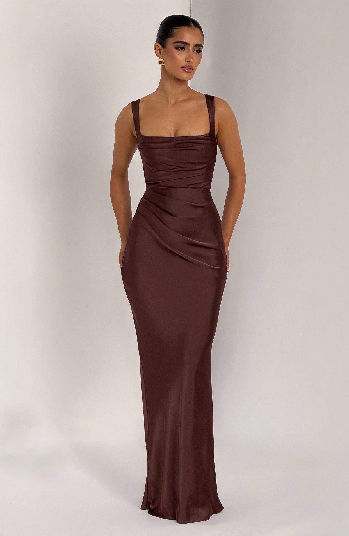 Robe longue Calanthe - Brun prune