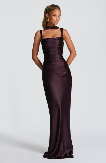 Robe longue Calanthe - Prune