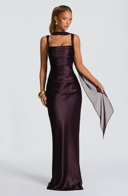 Robe longue Calanthe - Prune
