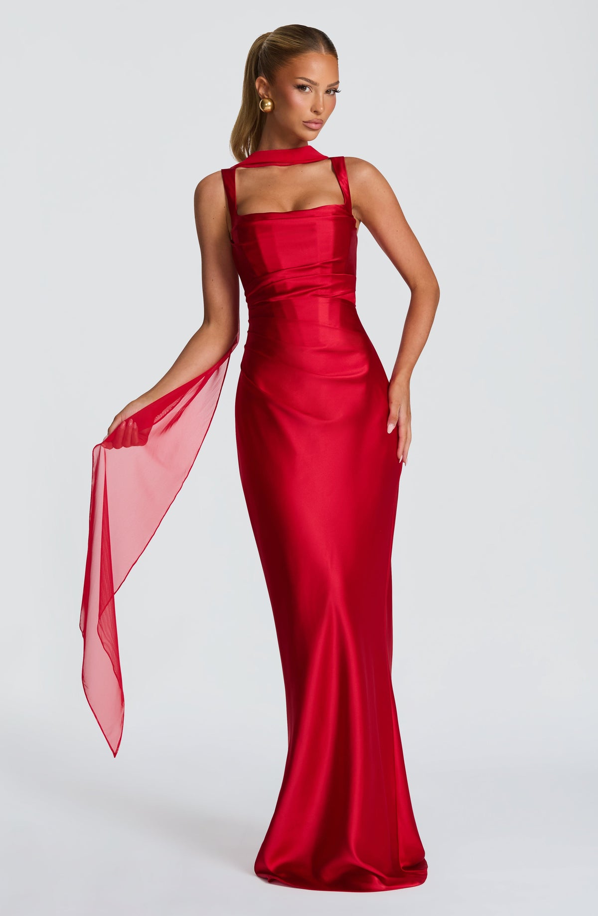 Robe longue Calanthe - Rouge