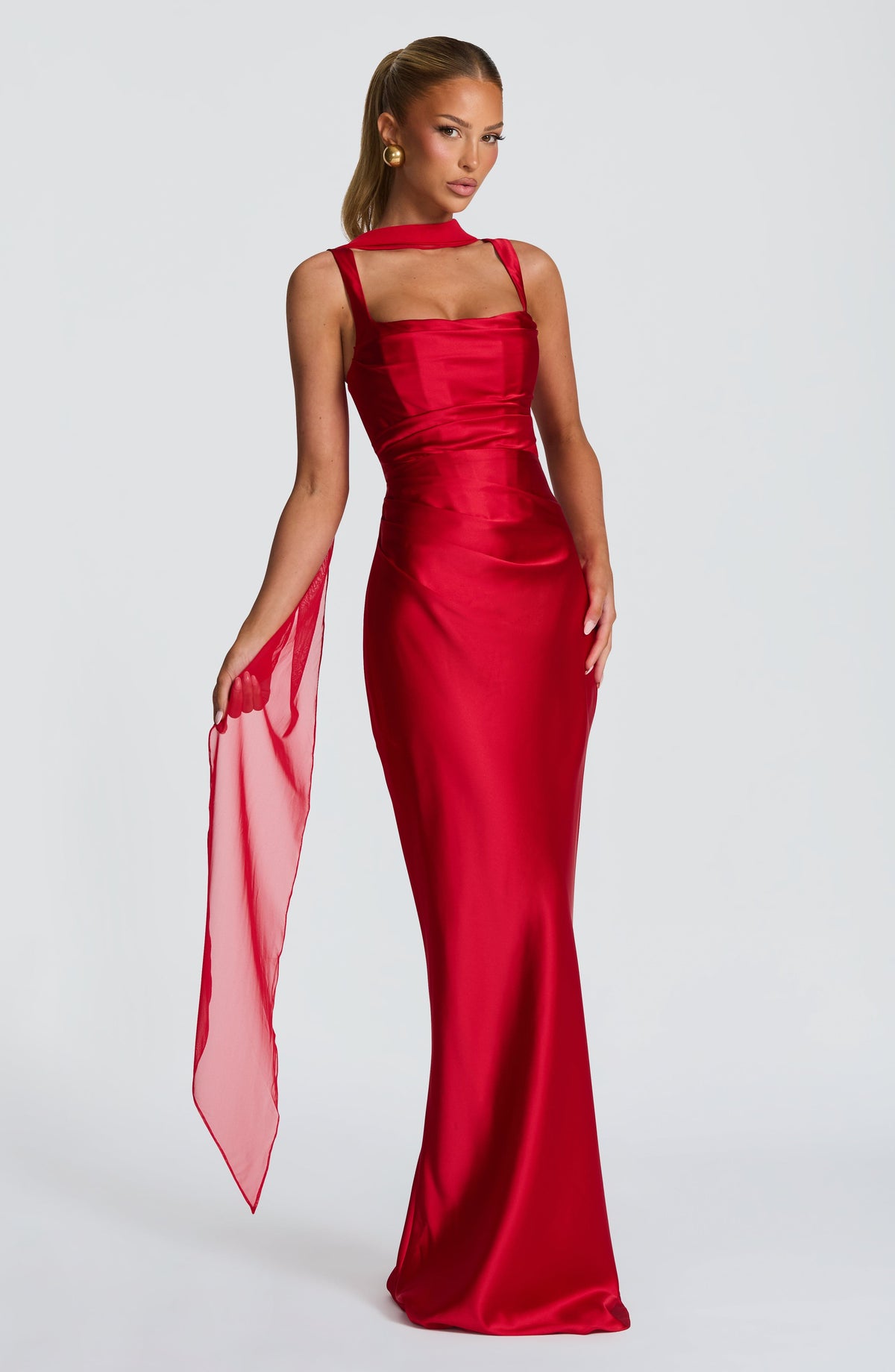 Robe longue Calanthe - Rouge