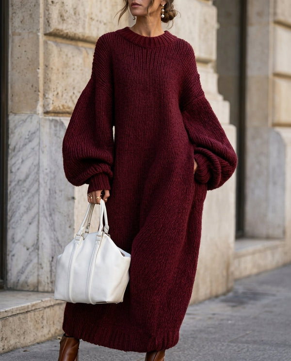 Adèle | Robe Maxi Oversize en Maille Côtelée