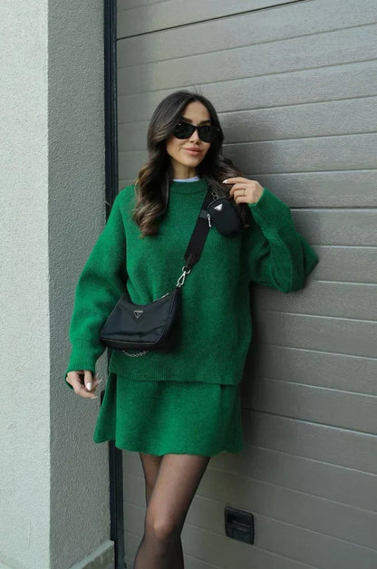 Brigitte | Ensemble Jupe et Pull en Maille Douce