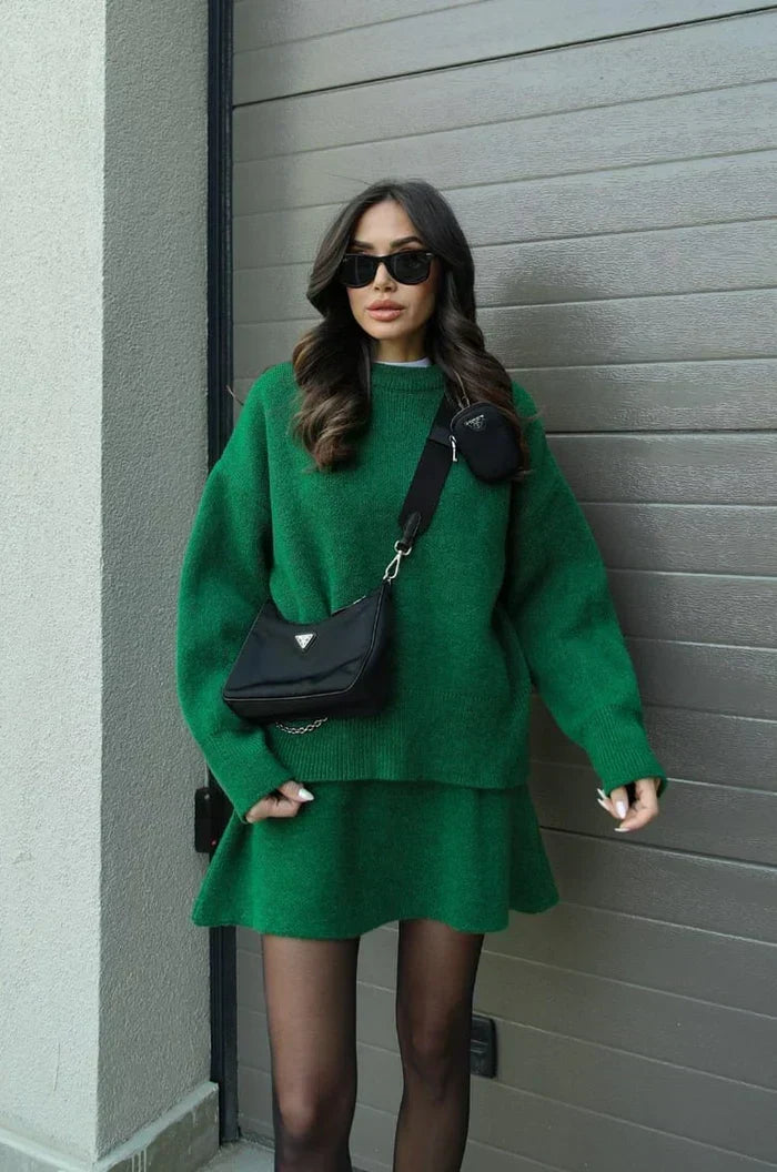 Brigitte | Ensemble Jupe et Pull en Maille Douce