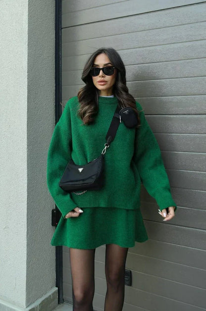 Brigitte | Ensemble Jupe et Pull en Maille Douce
