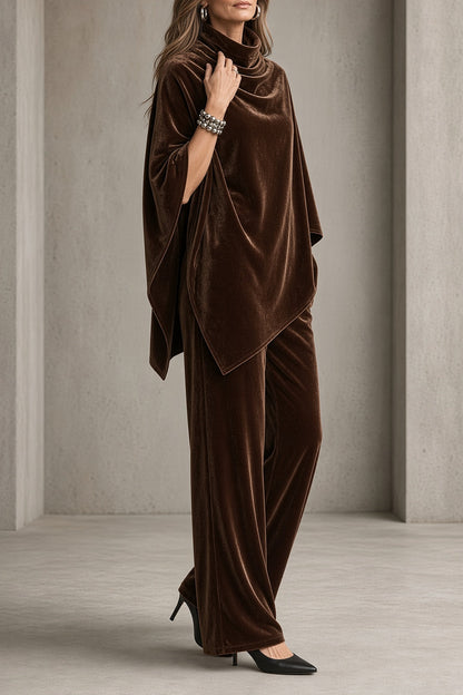 Michèle – Ensemble Poncho Drapé et Pantalon Large