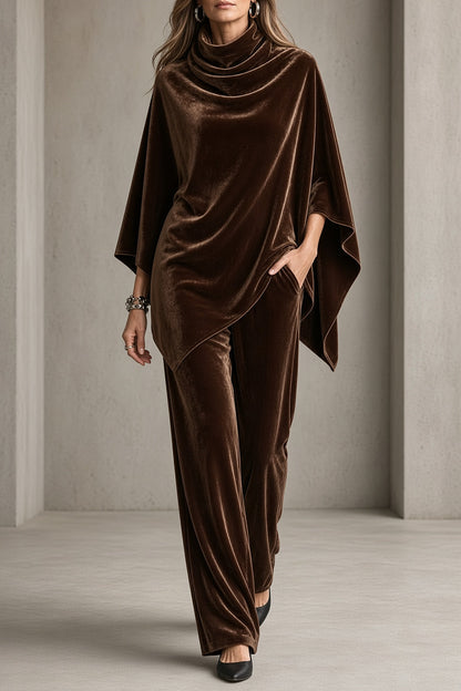Michèle – Ensemble Poncho Drapé et Pantalon Large
