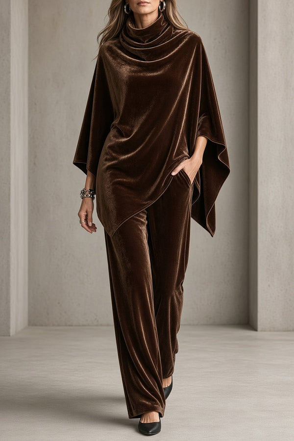 Michèle – Ensemble Poncho Drapé et Pantalon Large
