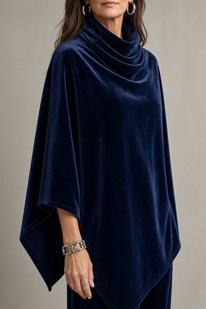 Michèle – Ensemble Poncho Drapé et Pantalon Large
