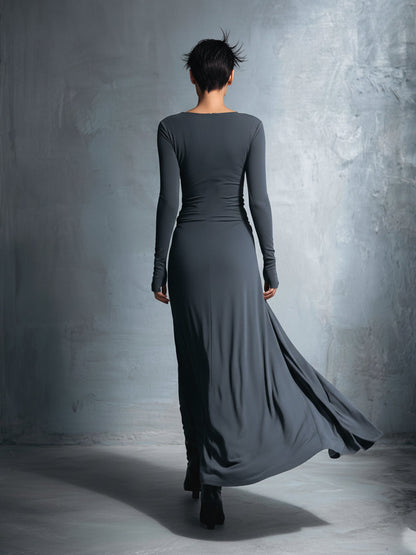 Geneviève – Robe Maxi Portefeuille à Nœud en Soie