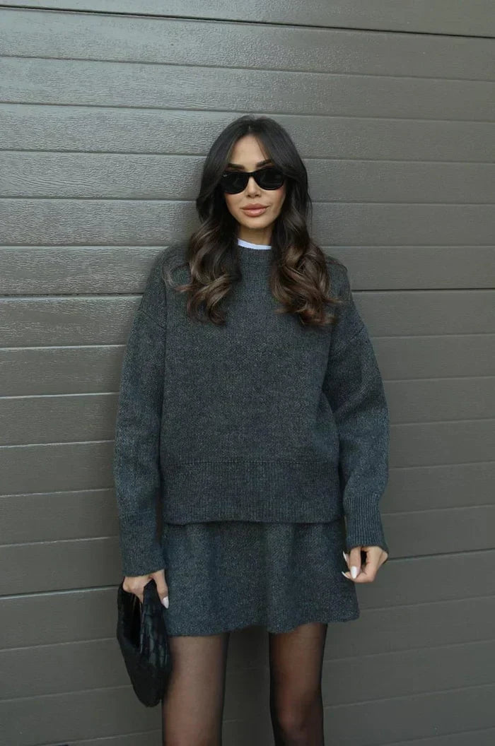 Brigitte | Ensemble Jupe et Pull en Maille Douce