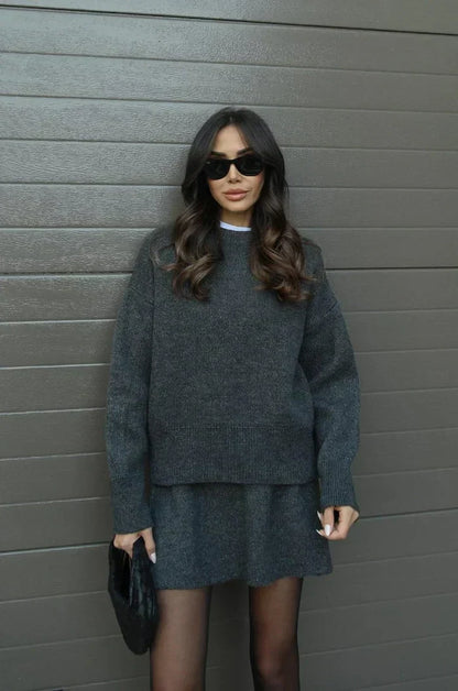 Brigitte | Ensemble Jupe et Pull en Maille Douce