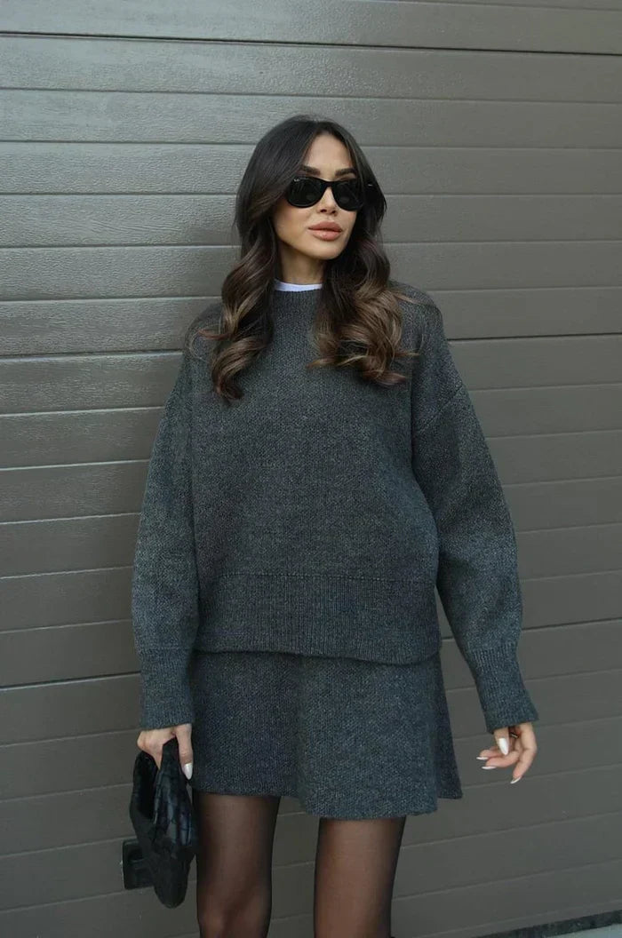 Brigitte | Ensemble Jupe et Pull en Maille Douce