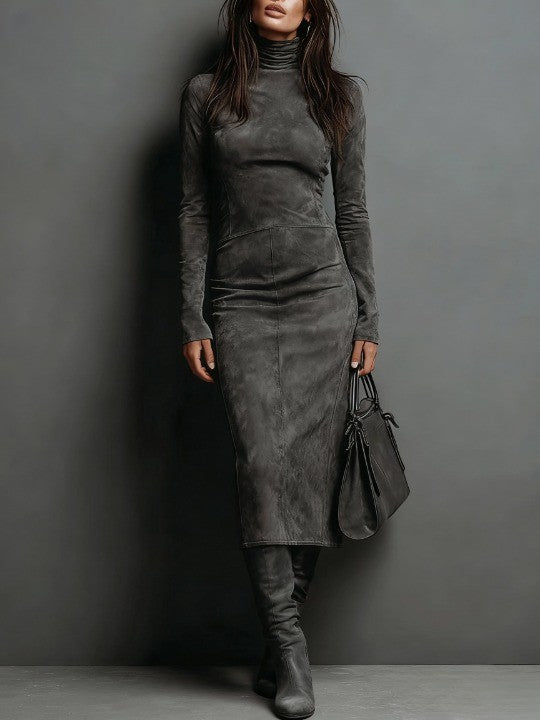 Odile – Robe Midi à Col Montant