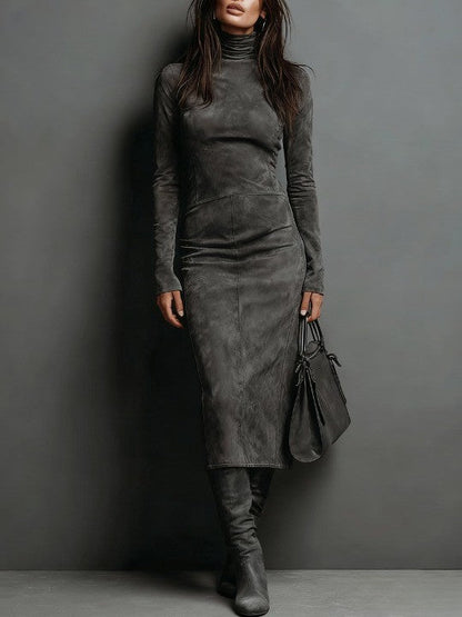 Odile – Robe Midi à Col Montant