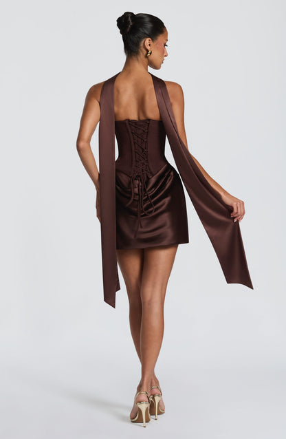 Maggie™ Mini Robe Bustier Corset - Brun prune