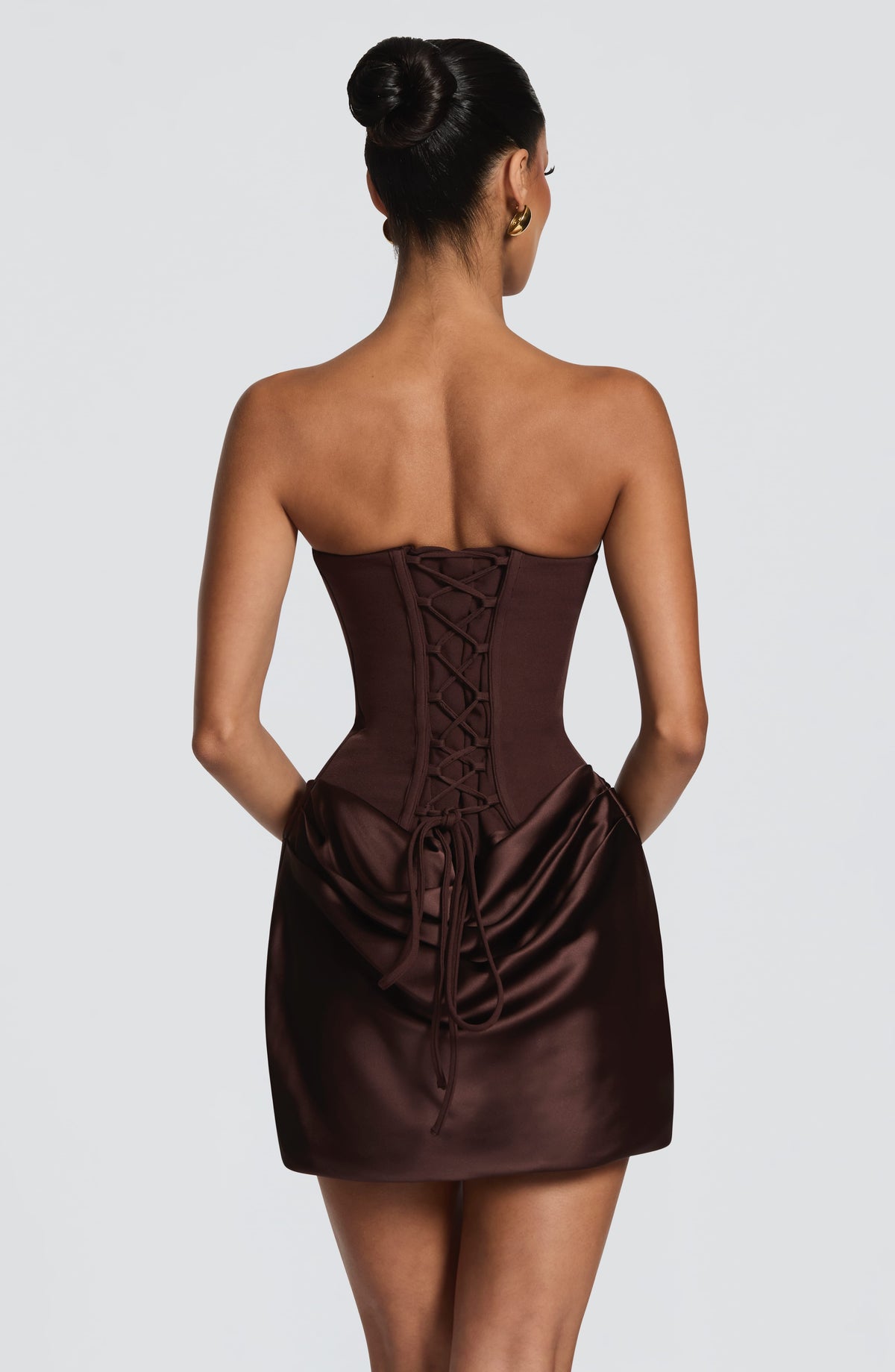 Maggie™ Mini Robe Bustier Corset - Brun prune